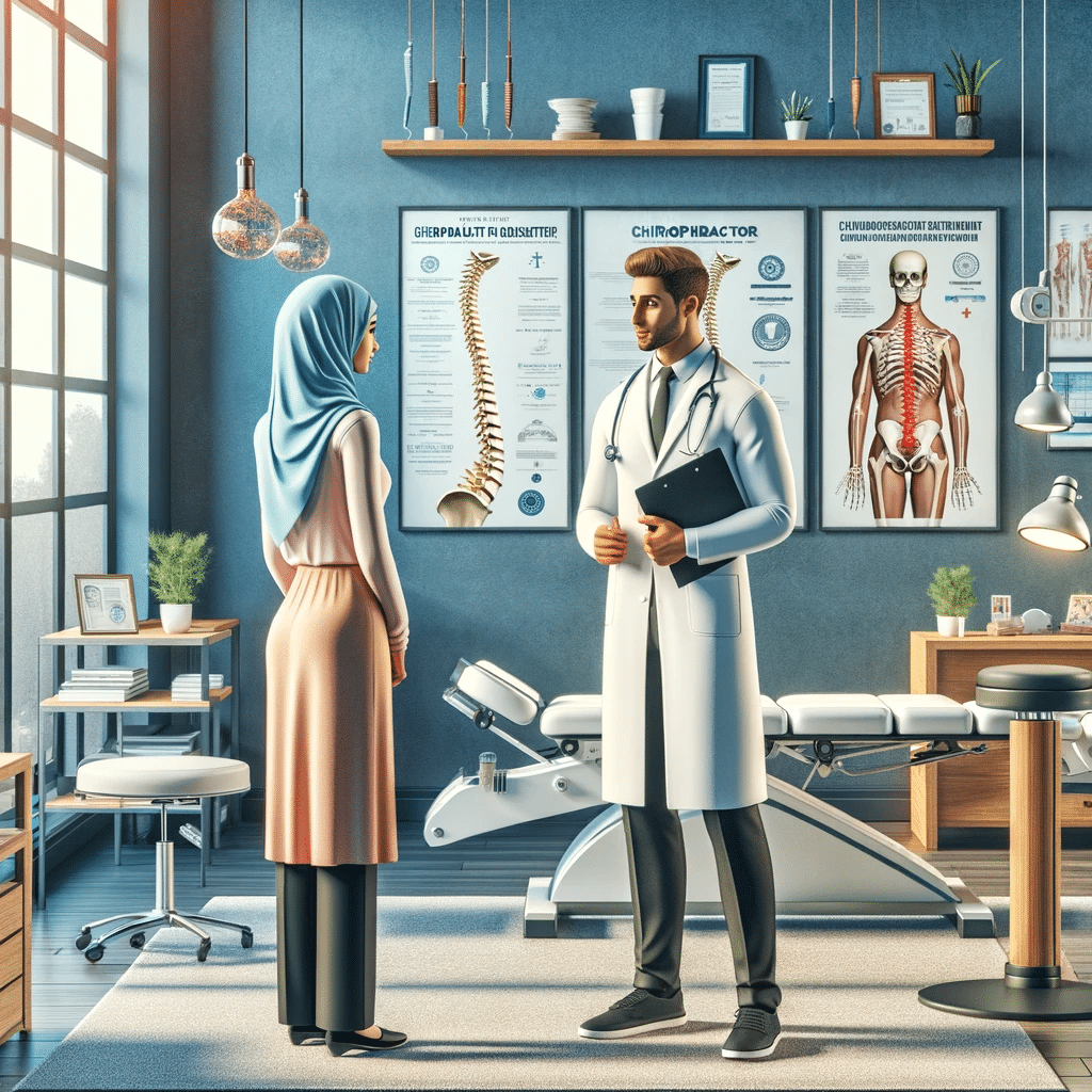 Chiropractor reviewing scientific research papers on chiropractic care, demonstrating evidence-based practices in the field