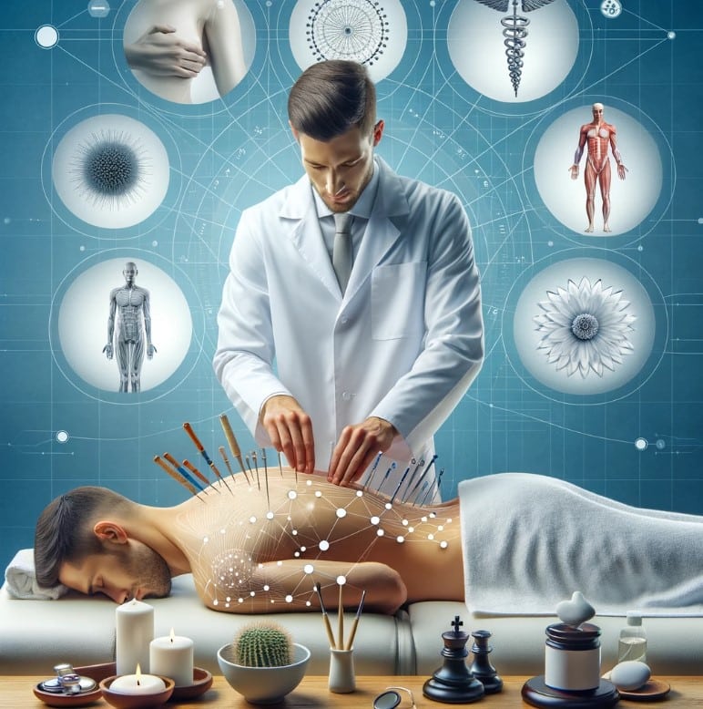 Chiropractor integrating complementary therapies, such as acupuncture and massage, into chiropractic care