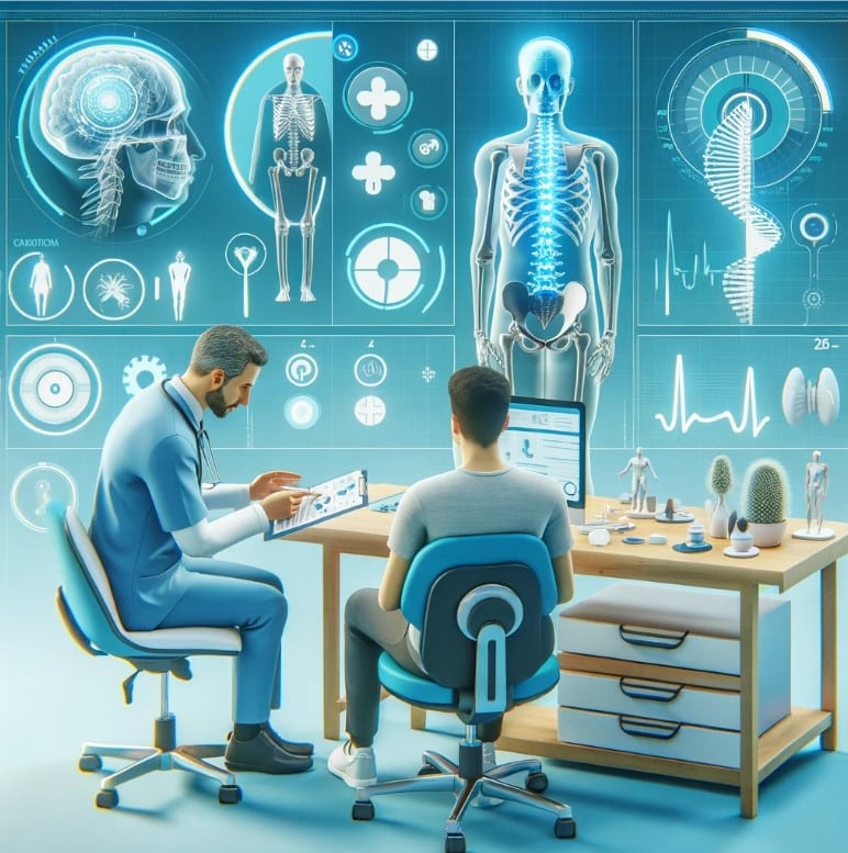 Chiropractor discussing a personalized treatment plan with a patient in a chiropractic clinic