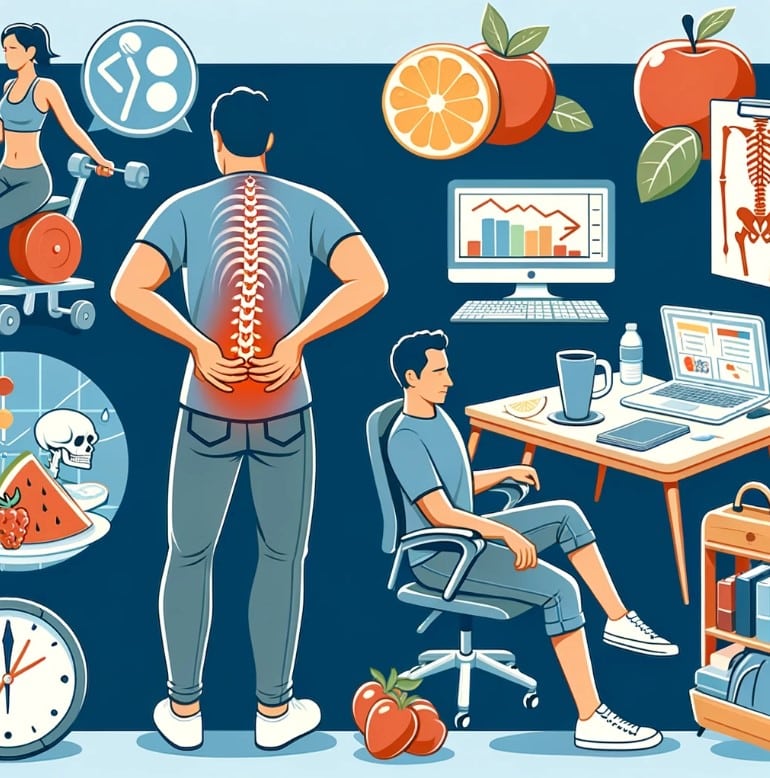 Individual practicing healthy lifestyle habits like exercise and proper posture to prevent sciatica