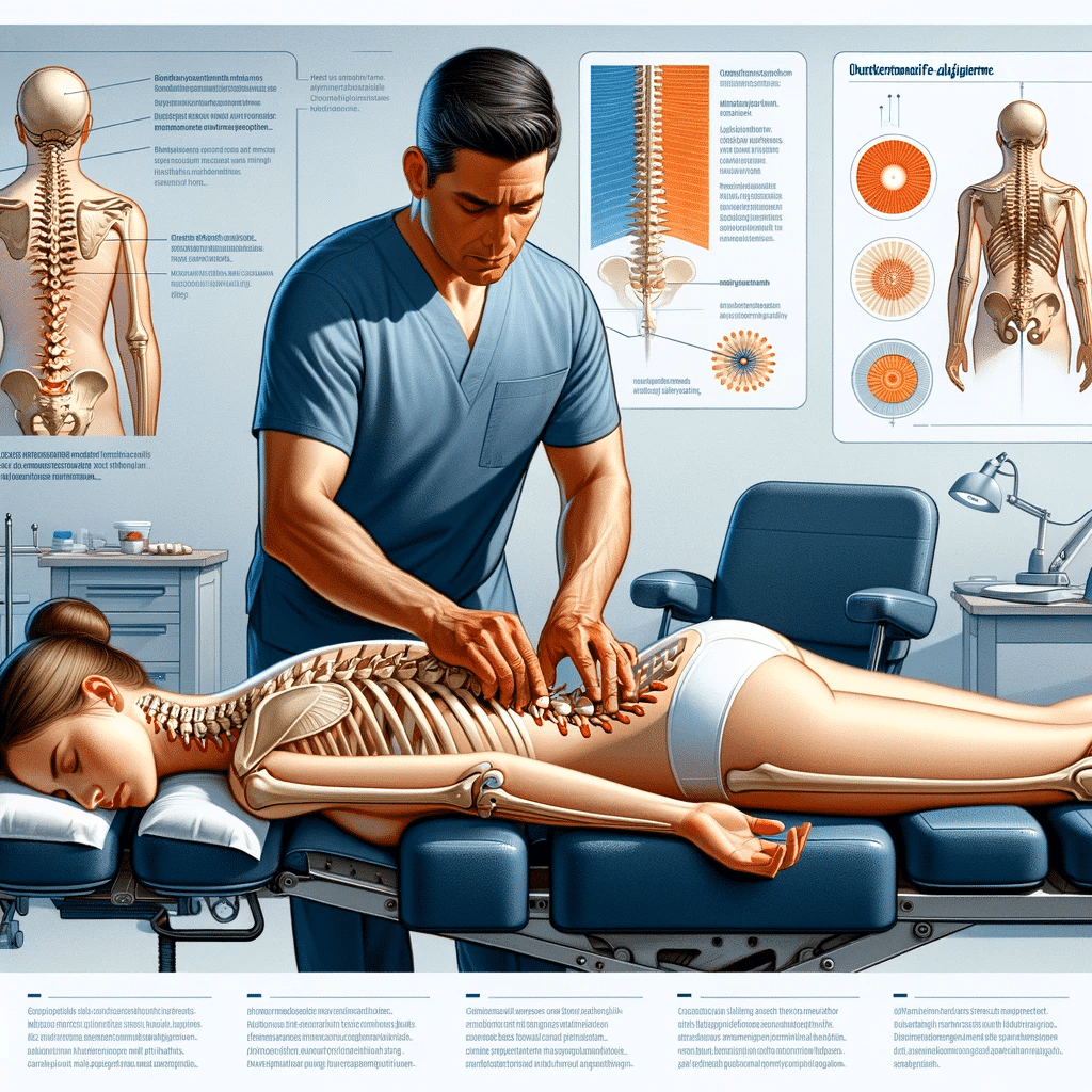 Chiropractor performing a precise adjustment on a relaxed patient in a professional clinic, illustrating the chiropractic adjustment process.