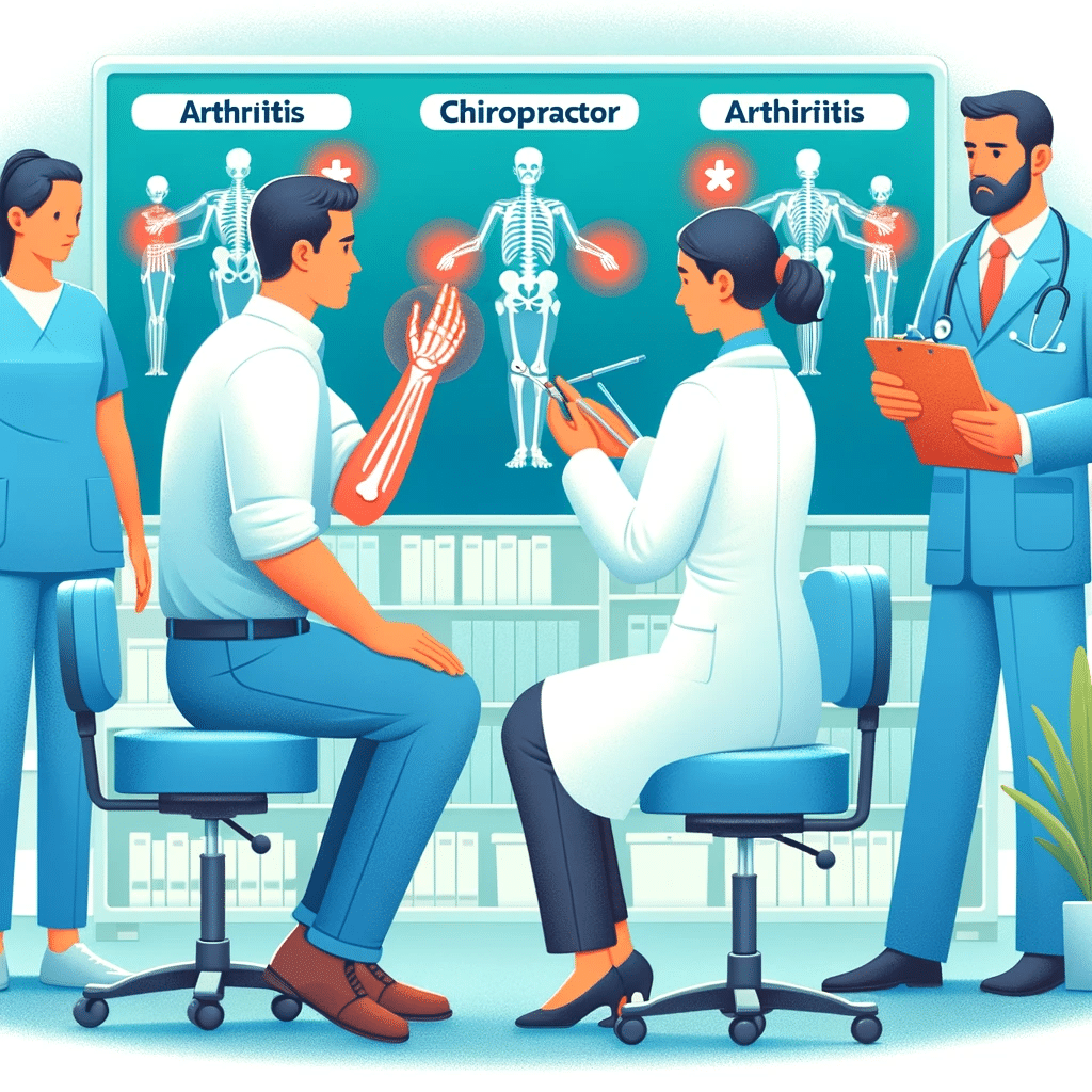 Patient consulting with a chiropractor specialized in arthritis pain management