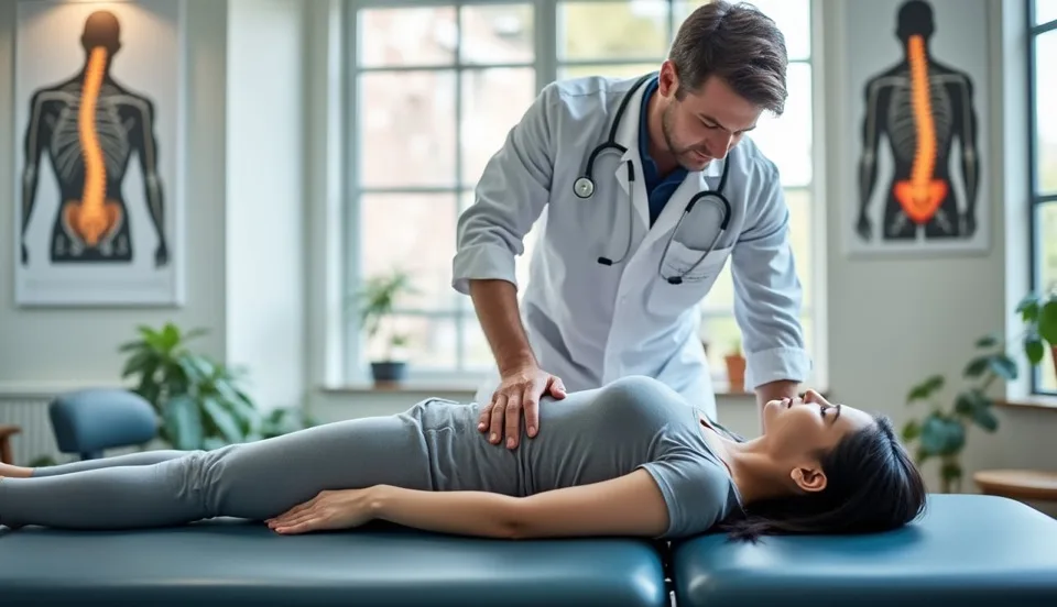 Chiropractor performing a spinal adjustment on a patient in Tomball TX