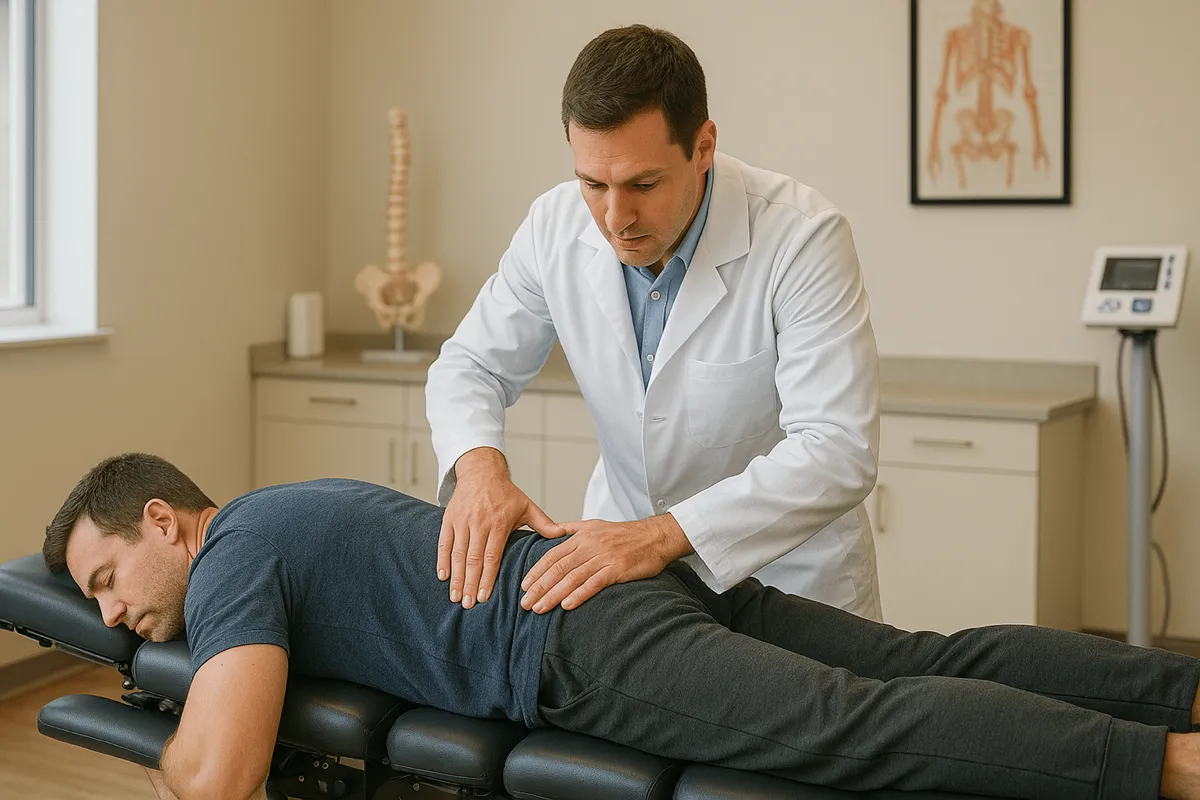 Chiropractor performing a spinal adjustment at Neu Life Chiropractic in Tomball, TX